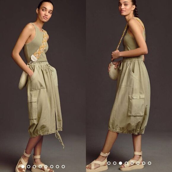 Daily Practice by Anthropologie Be Bold Racerback Twofer Dress S Sage - Picture 1 of 10
